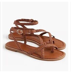 J.CREW Braided Strappy Sandals Size 7 Brown Summer Casual Beach Coastal CI962